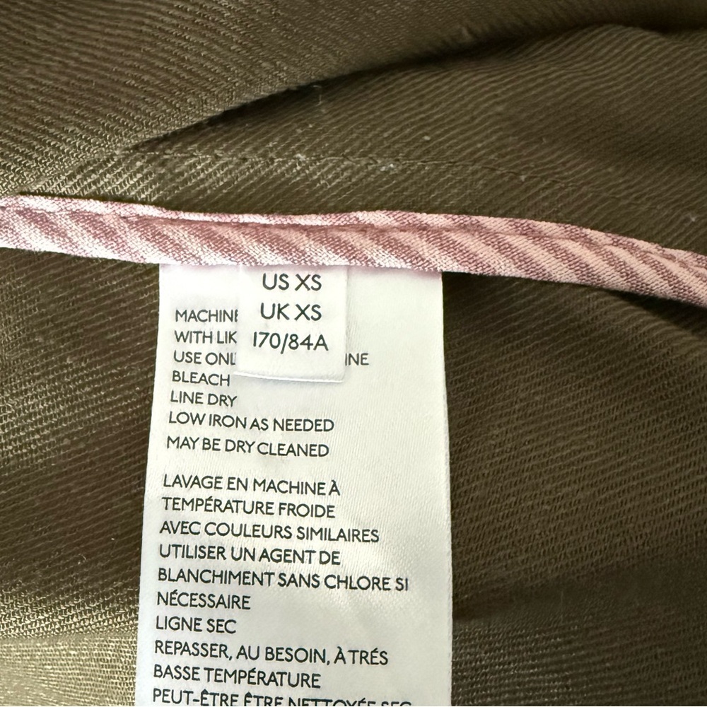 Anthropologie Hollis Tie-Front Trench Vest Olive Green Linen Blend | Size XS - Picture 9 of 10